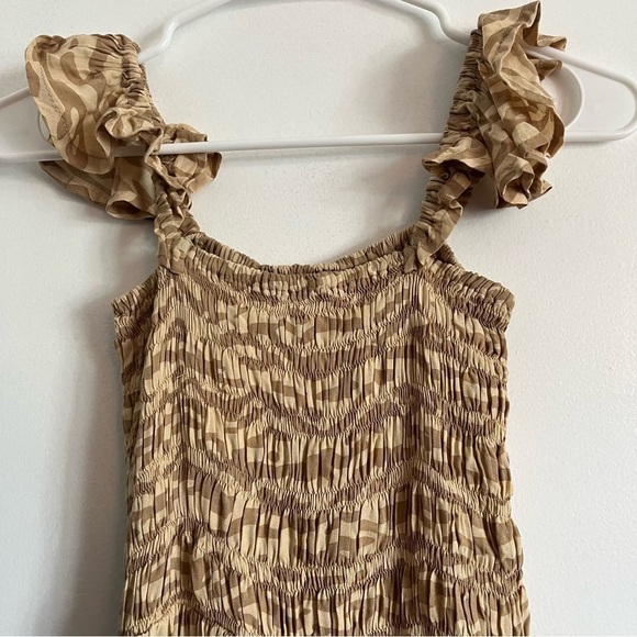 Tiare Hawaii • NWT Brown Tan Animal Stripe Smocked Jumpsuit - Picture 4 of 8